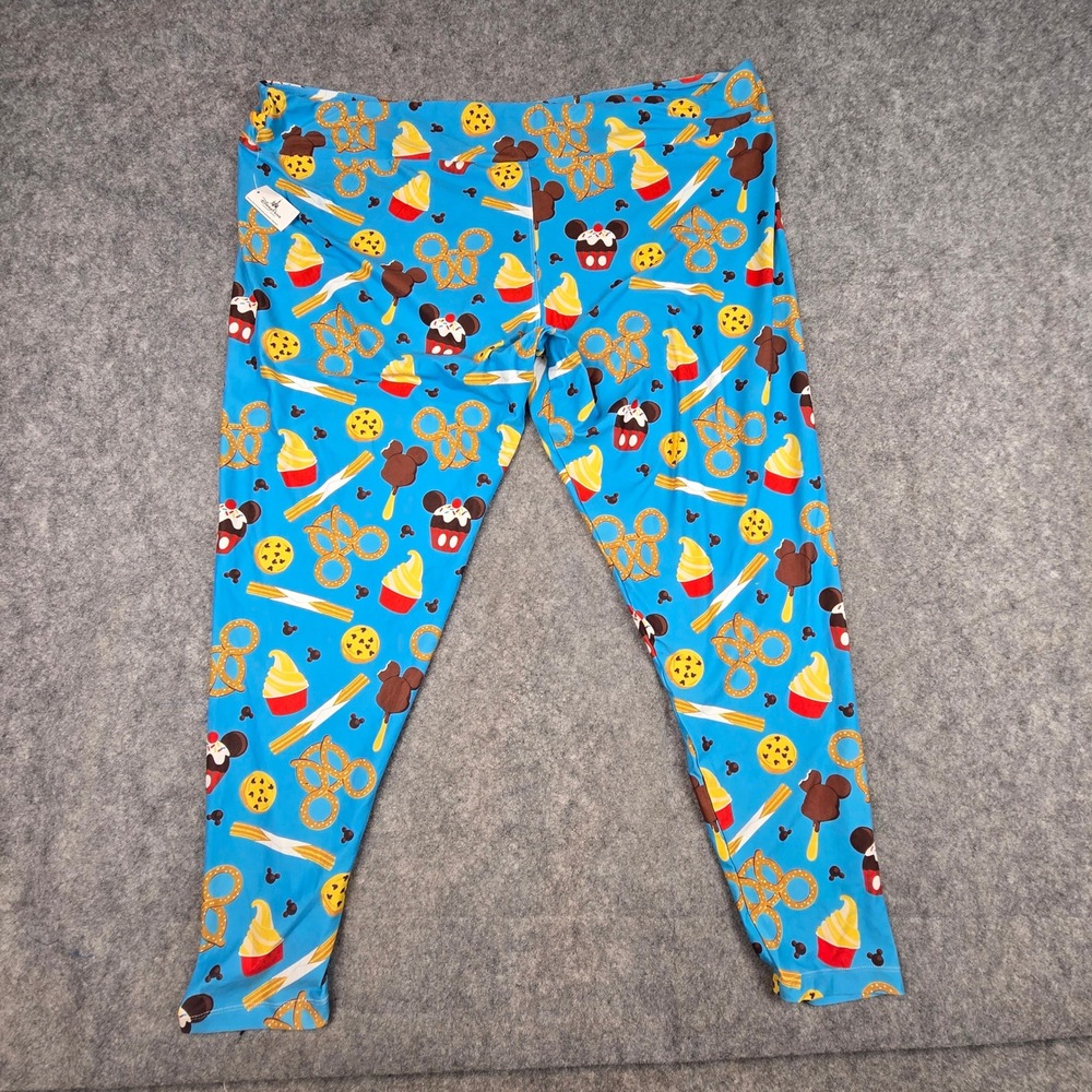 Disney Parks Snacks Leggings Womens 3X Blue Stretch Mickey Pretzel Dole Whip NWT - Picture 8 of 9